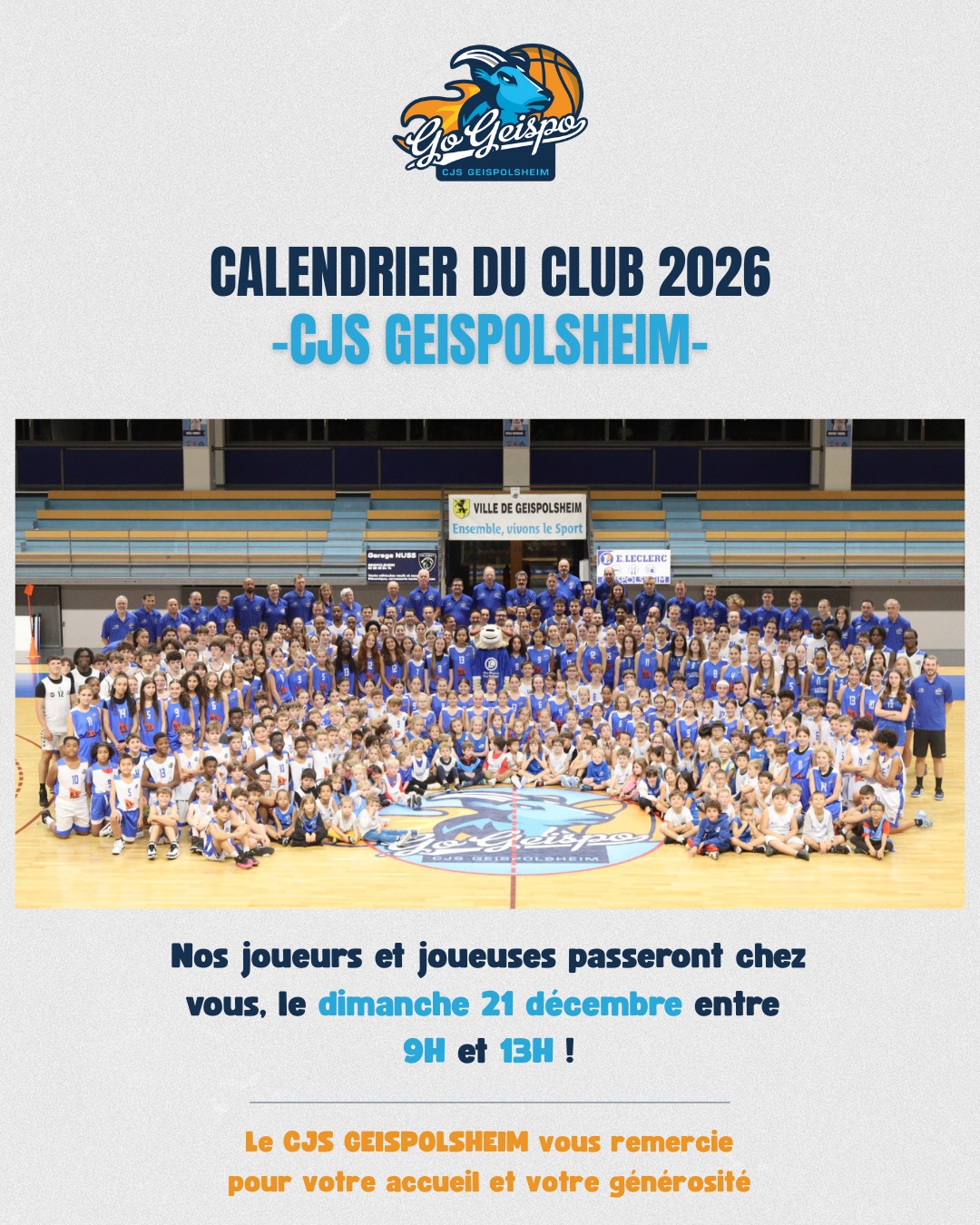 Calendrier du club 2026 – CJS Geispolsheim ! 🤩 S&eacute;lestat